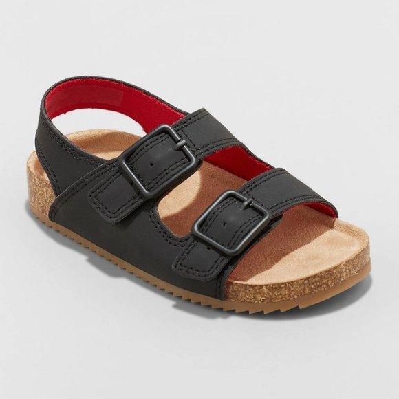 Cat & Jack Ethan Footbed Sandals Black 6 - Picture 1 of 2